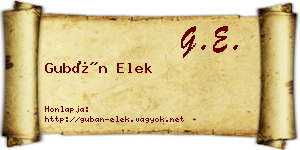 Gubán Elek névjegykártya